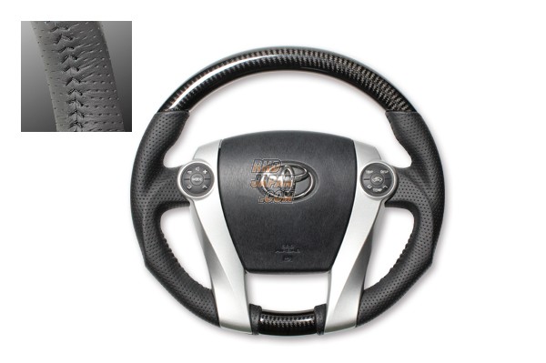 Real Original Series Steering Wheel Oval Shape Black Carbon Black Stitch - ZVW30 ZVW35 ZVW40W ZVW41W NHP10
