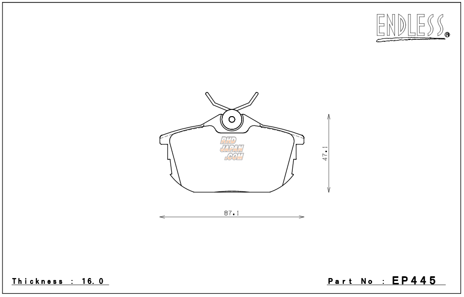 Endless Brake Pad Set Type MX72 Plus Rear - Colt Ralliart Ver.R Z27AG