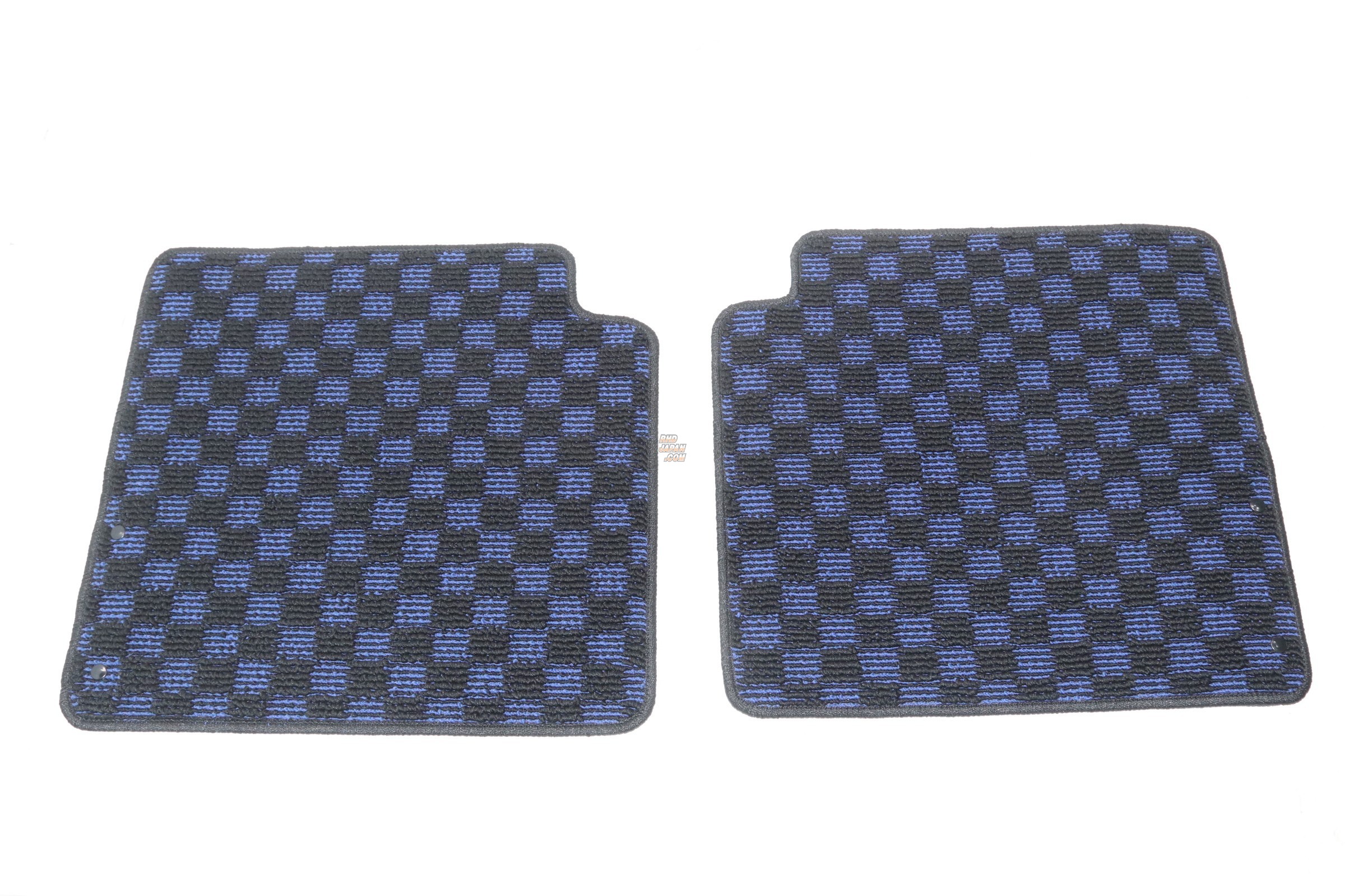 G-Corporation Checkered Floor Mat Set Black x Blue - Z33