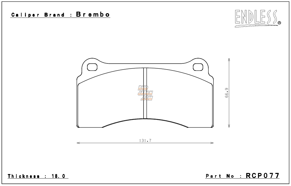 Endless Brake Pads Set MX72 Plus Brembo F40/F50 4Pot 86 TRD