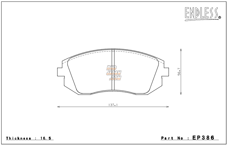 Endless Brake Pads Type MX72 Plus Full Set - Z#6 GH# GE# GP# GJ# YA# SH# SJ5 B#5 B#9 BPE B#M