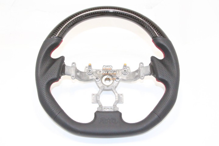 RH9 Original Steering Wheel Dry Black Carbon Red Stitch - GT-R R35