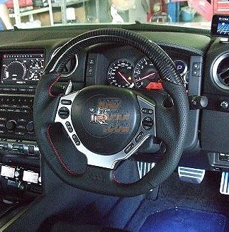 RH9 Original Steering Wheel Dry Black Carbon Red Stitch - GT-R R35