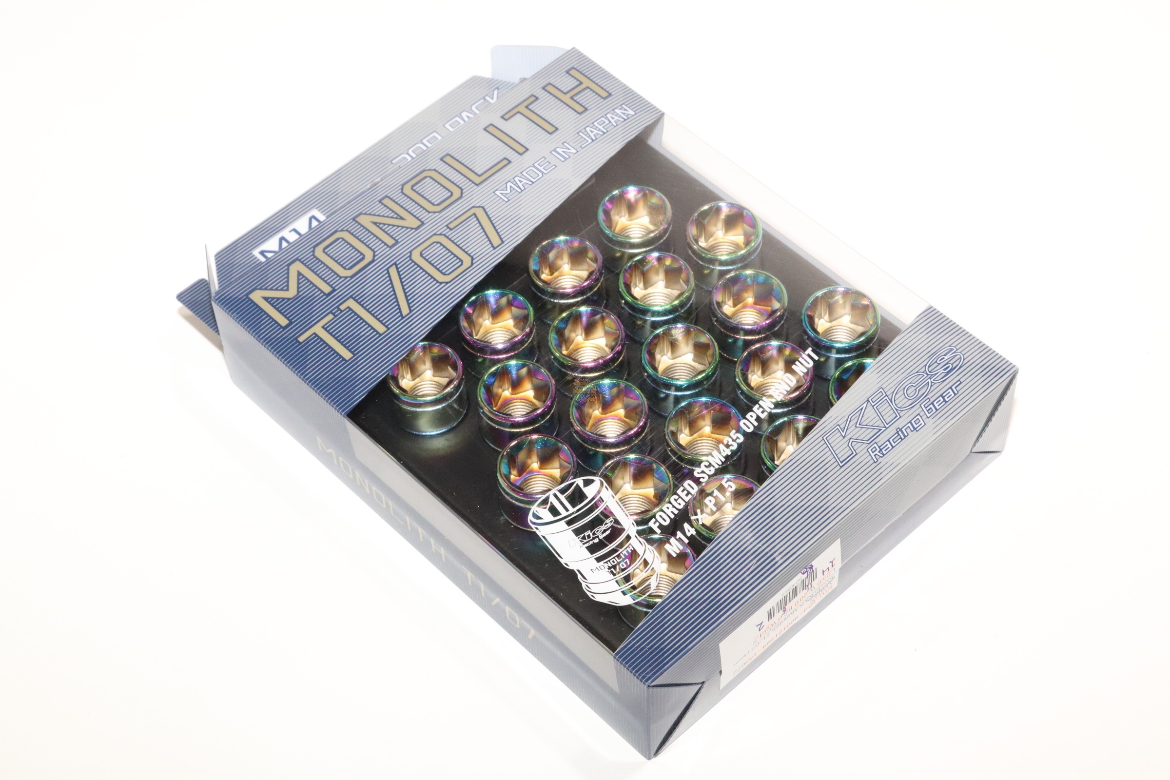 Kyo-Ei KICS Monolith T1/07 Open End Lug Nuts and Adapter Set Neochro - M14 x P1.5
