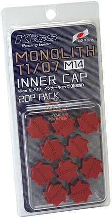 Kyo-Ei KICS Monolith T1/07 Lug Nut Inner Cap Set Red - M14 20P Pack