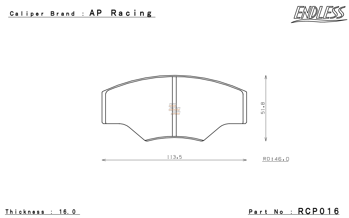 Endless Brake Pads Set Circuit Compound CC40 (ME20) AP Racing Caliper CP2340 - RCP016