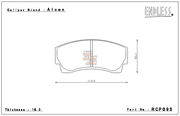 Endless Brake Pads Set CC-Rg Alcon / AP Caliper CP3344/3345/4152/4567/5100 - RCP095