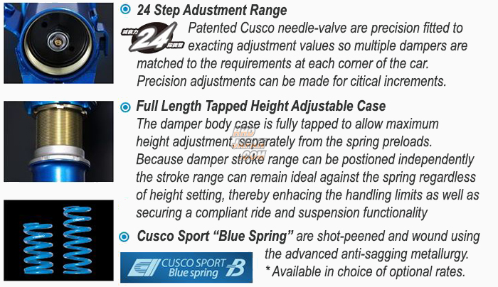 CUSCO Sport S Coilover Suspension Kit - CR-Z ZF1 ZF2