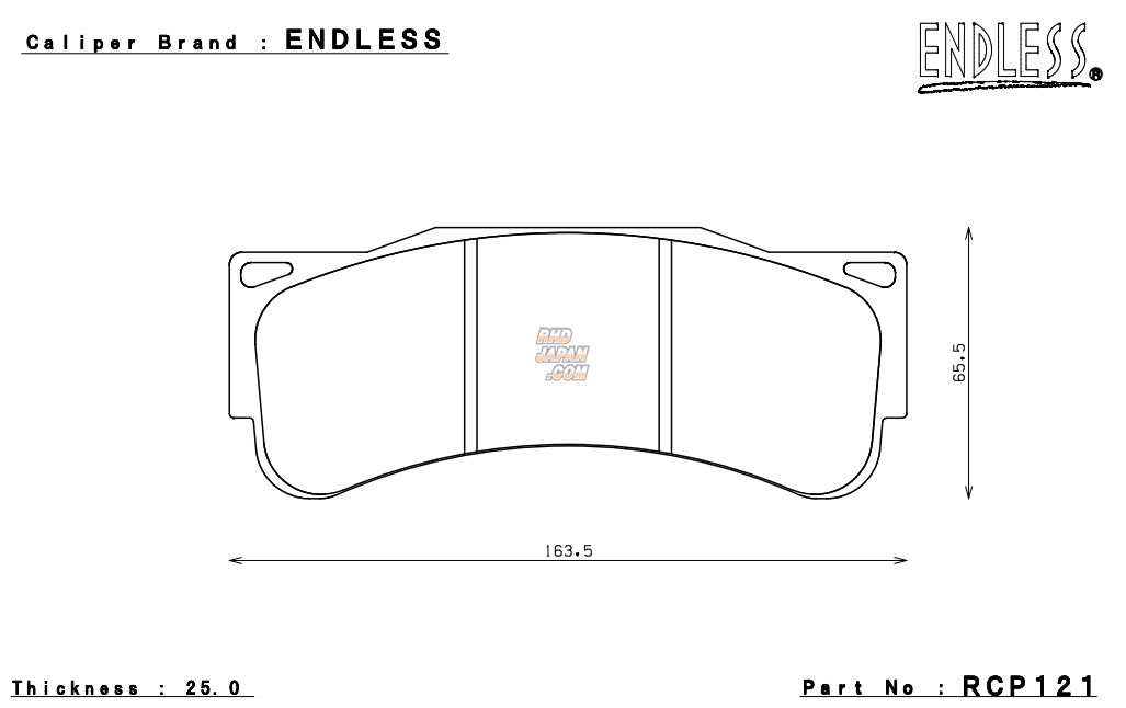 Endless Brake Pads Set Circuit Compound CC38 (ME22) Endless Caliper - RCP121