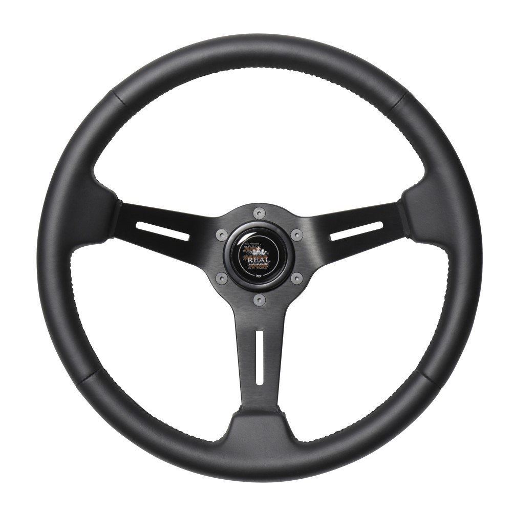 Real Steering Wheel - Real Sport Deep Type All Leather with Black Euro Stitch