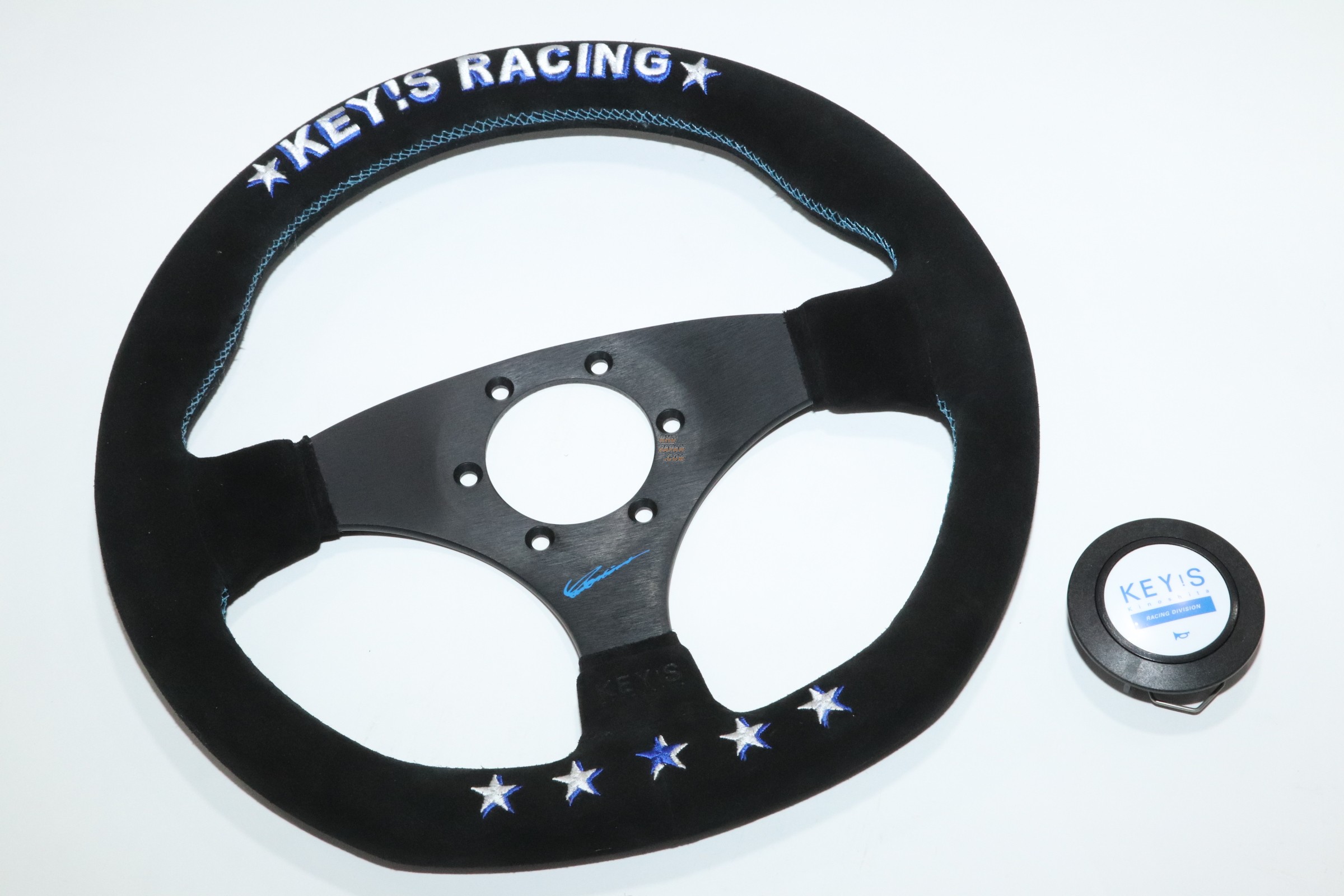 KEY`S Racing Anniversary Model Steering Wheel 5 Star 325mm D-Shape - Black Suede
