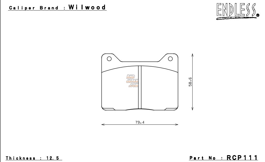 Endless Brake Pads Set MX72 Plus Willwood 2 Pot Super FJ #7912 - RCP111 12.5mm