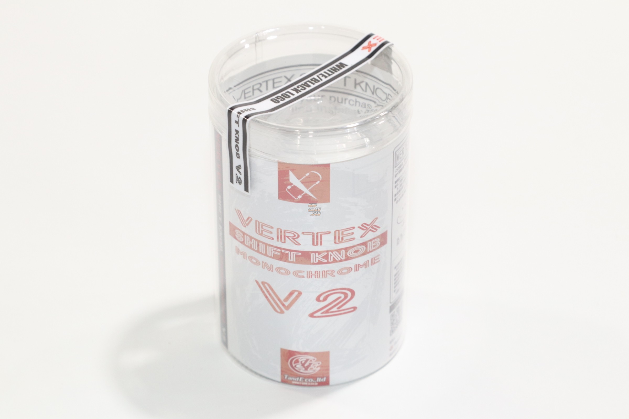 Car Make T&E Vertex Shift Knob Monochrome V2 - White with Black Logo