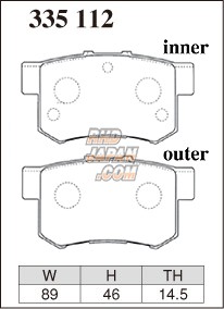 Dixcel High Performance Street & Circuit Brake Pads Set ES Type Rear - Accord CR-Z Civic Inspire Fit Inspire Integra Prelude Rafaga S2000 S660 Toreno Vigor