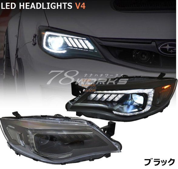 78 Works Full LED Headlight Set Version 4 Black Housing