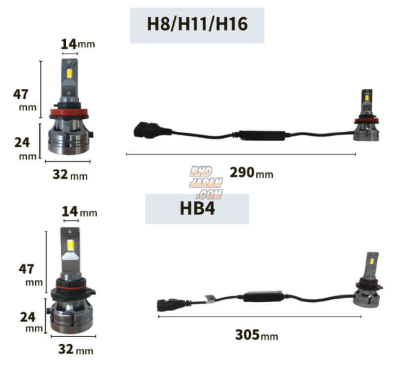 fcl Color Change LED Fog Lamp Bulb Set H8/H11/H16 - White X Yellow 