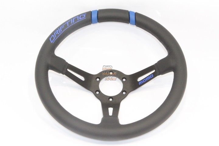 MOMO DRIFTING 33π MOMO Drifting Steering Wheel - 330mm Black Leather w/ Blue