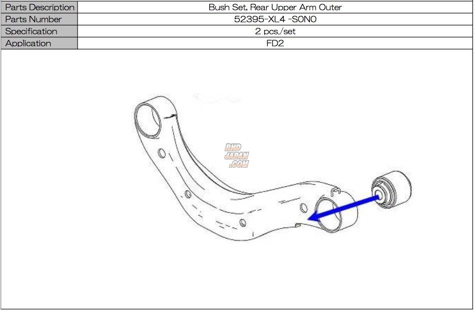 Mugen Rear Upper Arm Outer Reinforced Bushing Set - Civic Type-R FD2