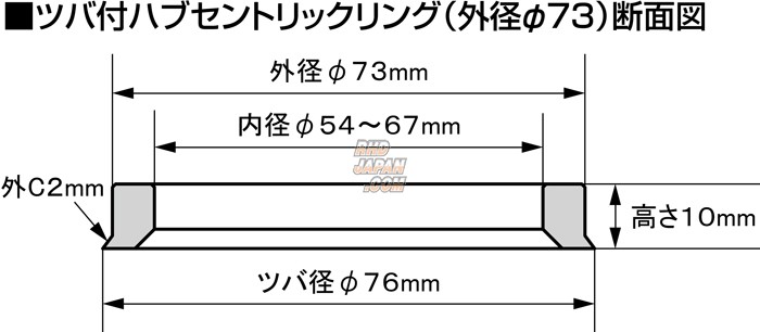KYO-EI Gold Flange Hub Centric Ring Set - Outer 73mm 54