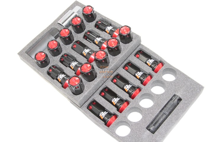 KYO-EI KICS Racing Gear Racing Composite R40 iCONIX Lock & Nut Set Black Body - Red Cap M12 x P1.25