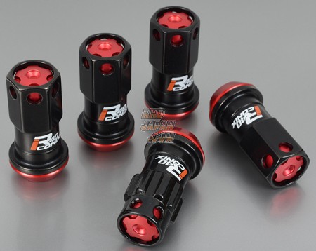 KYO-EI KICS Racing Gear Racing Composite R40 iCONIX Lock & Nut Set Black Body - Red Cap M12 x P1.25