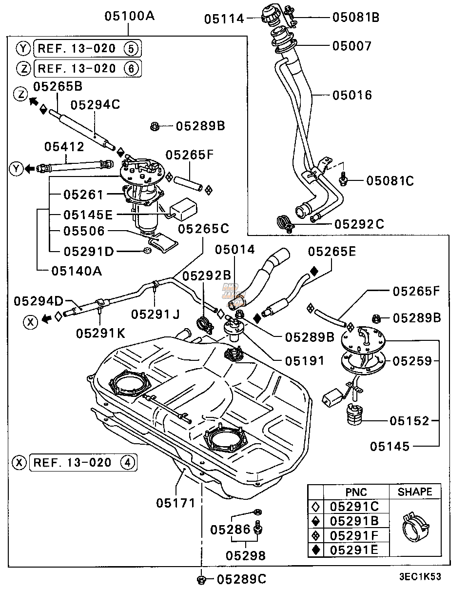 Mitsubishi OEM Fuel Level Gauge Floater - CP9A CN9A