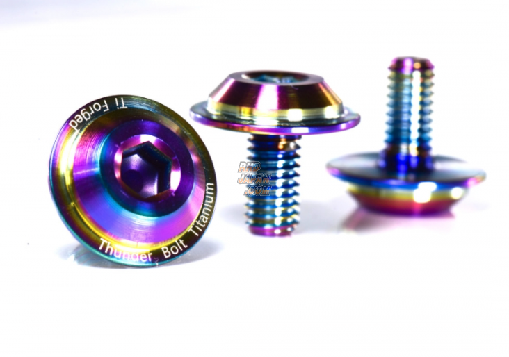 Thunder Bolt Titanium Ti Li-EL V2 License Plate Bolt Kit 3pc Set - Aurora Green 25mm