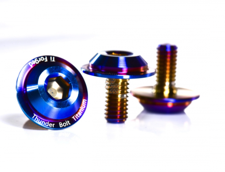 Thunder Bolt Titanium Ti Li EL V2 License Plate Bolt Kit 3pc Set Burn Blue 25mm