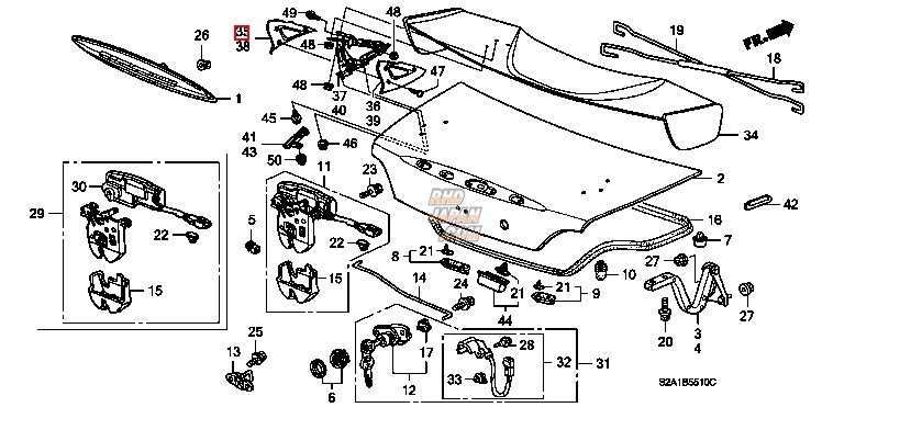 Honda OEM Type-S Trunk Lid Spoiler Outer Foot Right NH547 - S2000 AP2