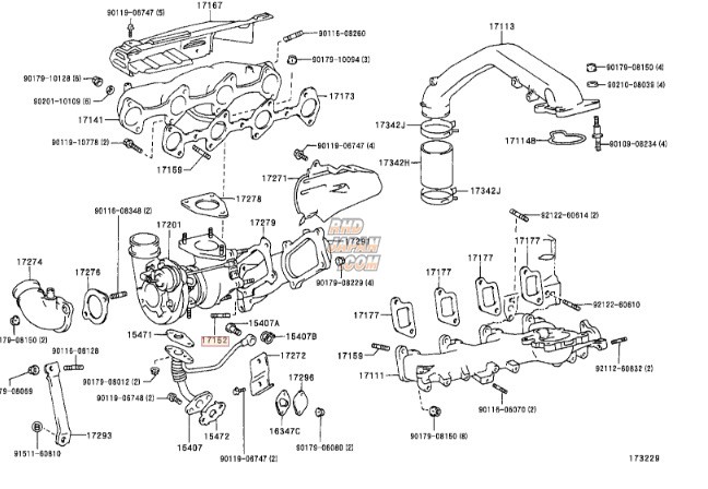 Toyota OEM Turbo Outlet Elbow Stud Bolt Nut - KZJ71G