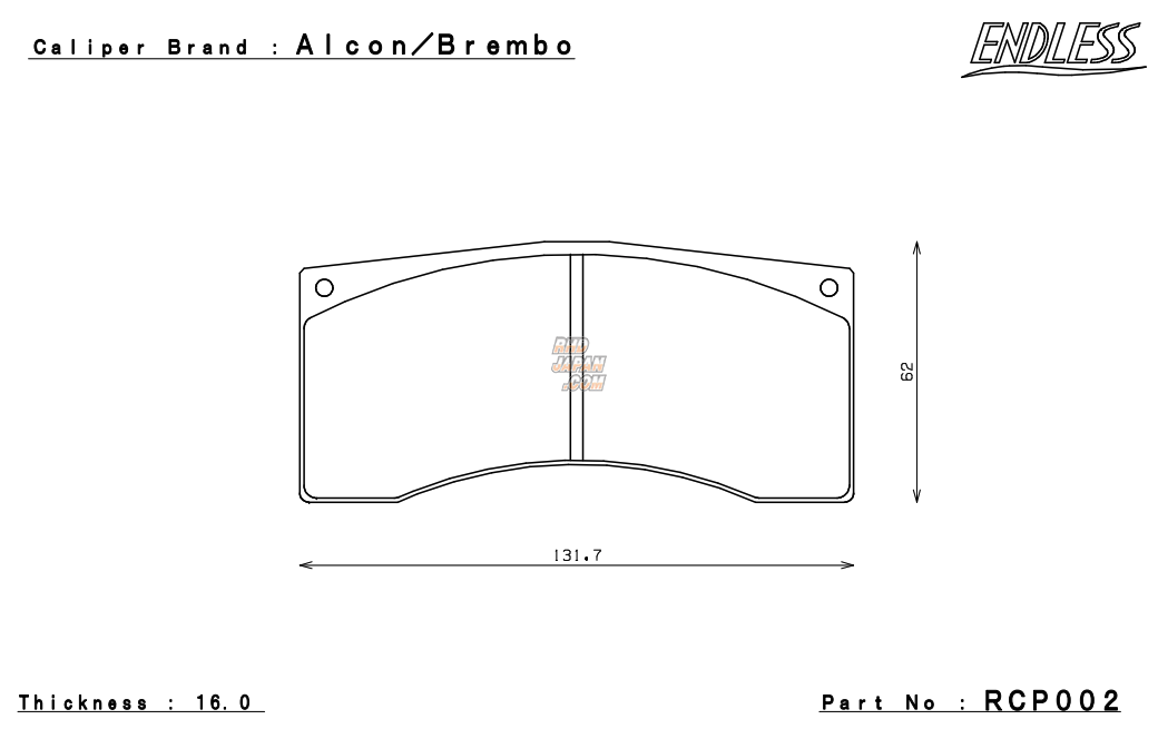 Endless Brake Pads Set Circuit Compound CC NS Alcon/Brembo 4Pot  Caliper   RCP mm
