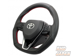 Kenstyle Steering Wheel Black Leather Red Stitch D-Type - Camry Corolla Sport / Touring Crown ARS220 RAV4