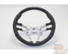 J's Racing Sports Steering Wheel - Carbon Black Leather Yellow Stitch