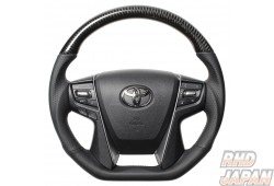 Real Premium Series Steering Wheel D-Shape Black Carbon Black Eurostitch - Alphard Vellfire Athlete Majesta Royal Land Cruiser