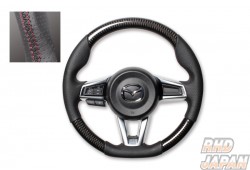 Real Steering Wheel Black Carbon Redwine Black Eurostitch - ND5RC