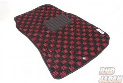 G-Corporation Checkered Floor Mat Set Black x Red - S14