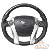 Real Premium Series Steering Wheel Oval Shape Black Carbon Blue Silver Eurostitch - ZVW30 ZVW35 ZVW40W ZVW41W NHP10
