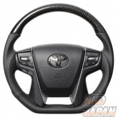 Real Premium Series Steering Wheel D-Shape Black Carbon Black Eurostitch - Alphard Vellfire Athlete Majesta Royal Land Cruiser