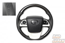 Real Original Series Steering Wheel D-Shape Black Carbon Black Eurostitch - Prius ZVW55 ZVW51 ZVW50 JPD10