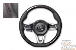 Real Steering Wheel Black Carbon Redwine Black Eurostitch - ND5RC