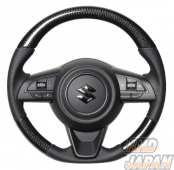 Real Original Series Steering Wheel Soft D-Shape Black Carbon Black Stitch - Jimny JB64 Jimny Sierra JB74W