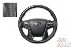 Real Original Series Steering Wheel Round Shape Black Carbon Black Stitch - GGH30W AGH30W GGH35W AGH35W