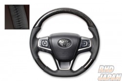 Real Original Series Steering Wheel Soft D-Shape Black Carbon Black Stitch - ZSU6#W GSR5#W ACR5#W AHR20W AVV50