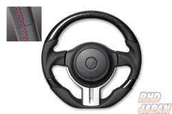 Real Premium Series Steering Wheel D-Shape Black Carbon-3C Black Red Eurostitch - BRZ ZC6 Applied Model A/B/C/D 86 ZN6 Zenki