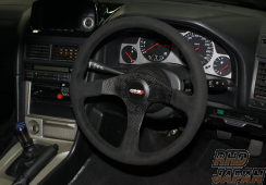 MINE's Carbon Fiber Steering Wheel - Grey Stitch Flat Type
