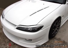 Car Make T&E Vertex Edge Bonnet with Slit FRP without Washer Nozzle Holes - Silvia S15