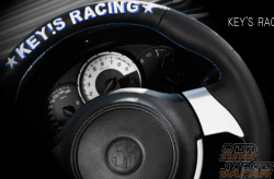 KEY`S Racing Steering Wheel Black Leather Light Blue Stitch KEYS-86BRZ-01 - BRZ ZC6 Applied Model A/B/C/D 86 ZN6 Zenki