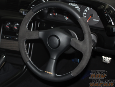 MINE's Leather Steering Wheel Red Stitch - BNR32