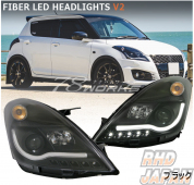 78 Works Fiber LED Headlight Set V2 Black - Swift Sport ZC32S Swift RS ZC72S ZD72S