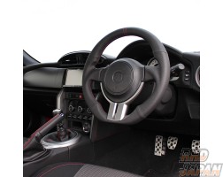 Real Premium Series Steering Wheel D-Shape Napa All Leather Black Red Eurostitch - BRZ ZC6 Applied Model A/B/C/D 86 ZN6 Zenki